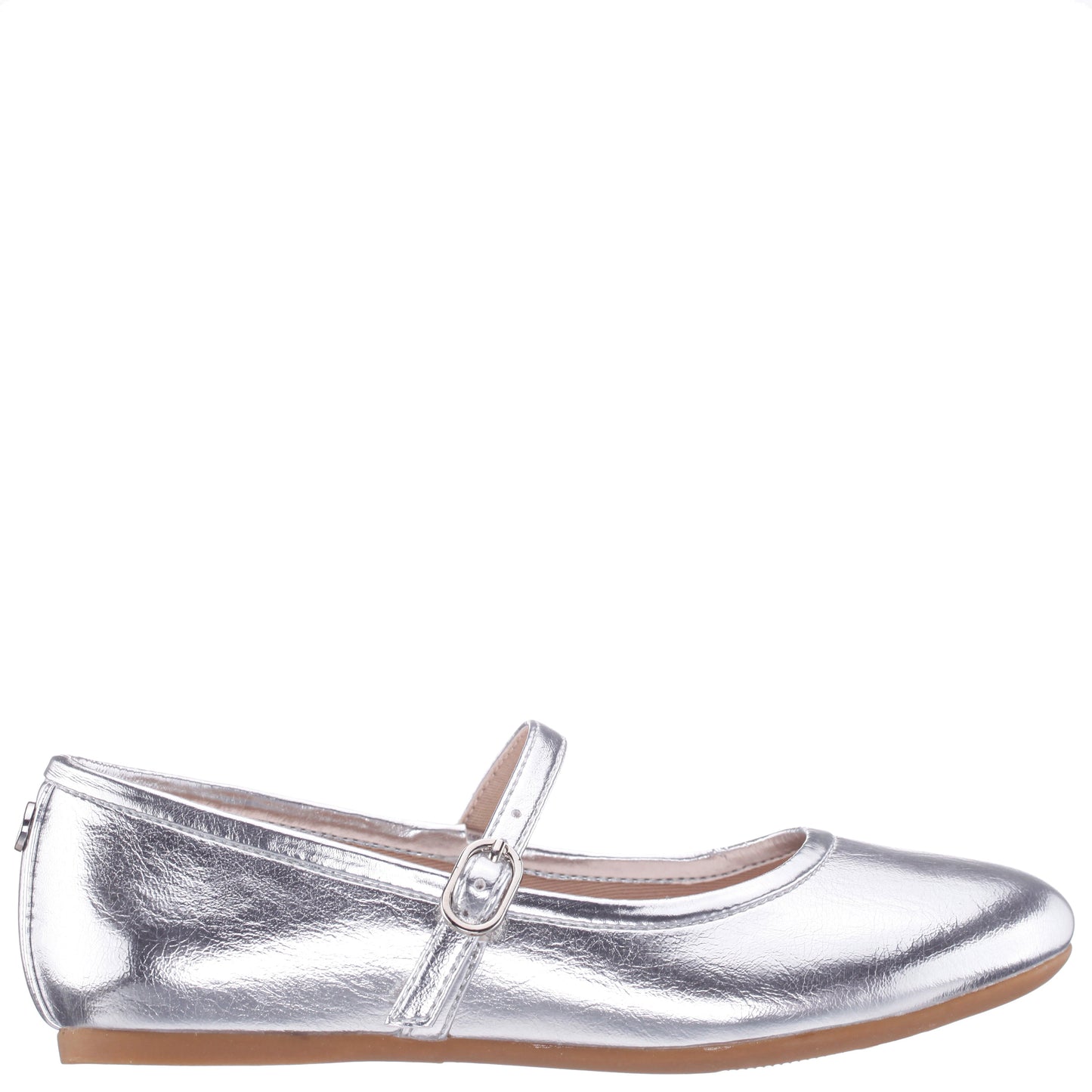 Girls Nicola Silver Crackle Metallic Ballet Flats | Nina Shoes