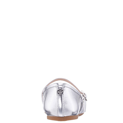 Girls Nicola Silver Crackle Metallic Ballet Flats | Nina Shoes
