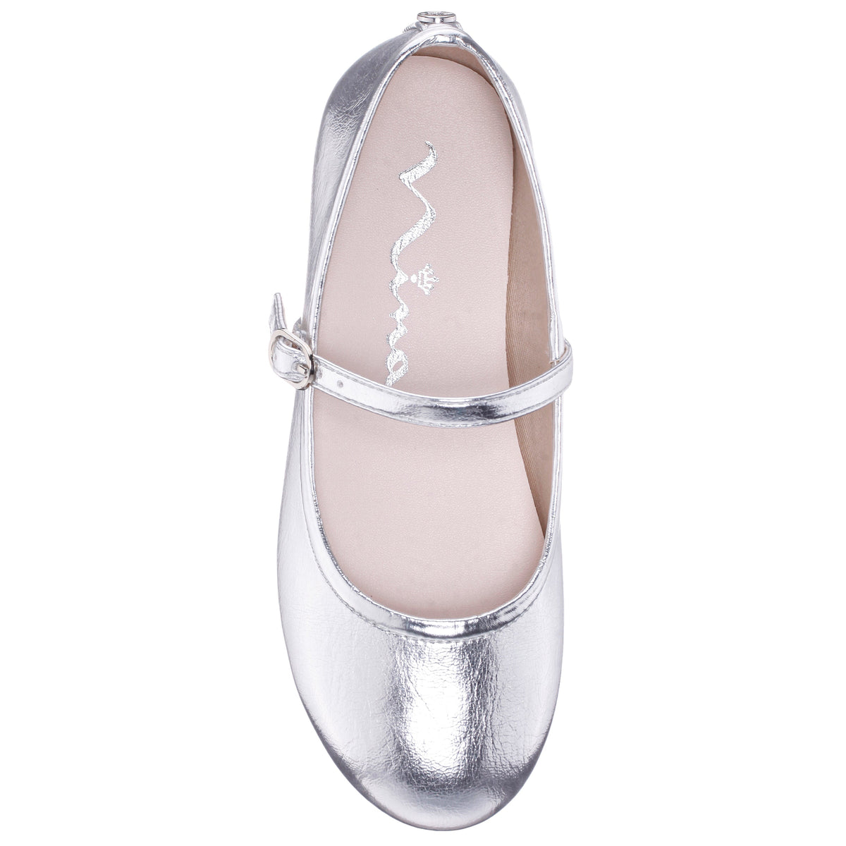 Girls Nicola Silver Crackle Metallic Ballet Flats | Nina Shoes
