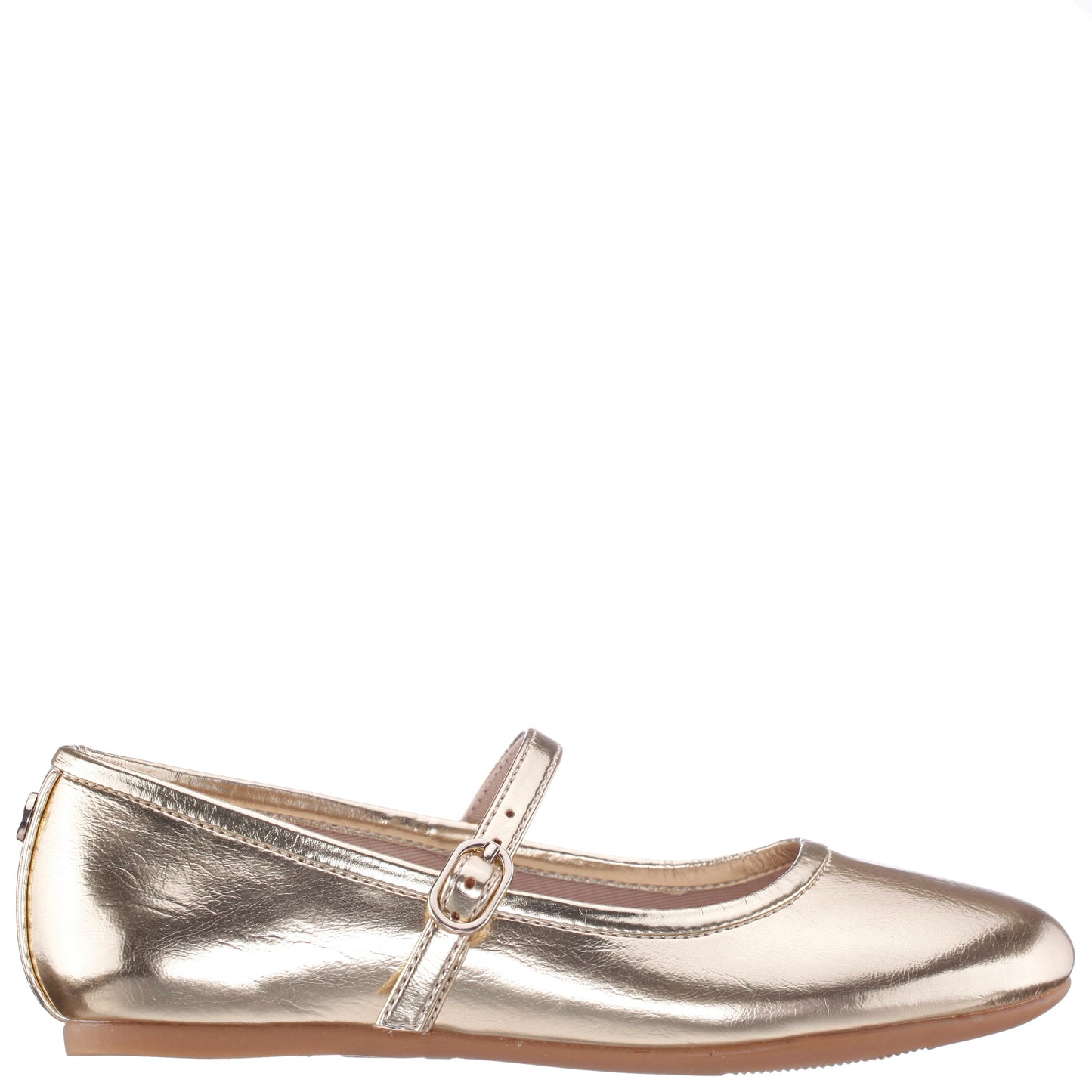 Girls Nicola Gold Crackle Metallic Ballet Flats | Nina Shoes