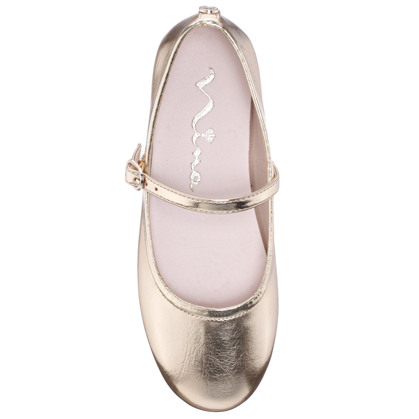 Girls Nicola Gold Crackle Metallic Ballet Flats | Nina Shoes