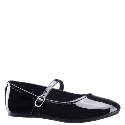Girls Nicola Black Patent Ballet Flats | Nina Shoes