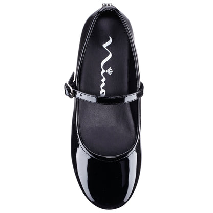 Girls Nicola Black Patent Ballet Flats | Nina Shoes