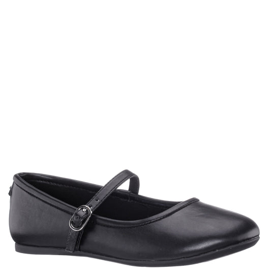 Girls Nicola Black Smooth Ballet Flats | Nina Shoes