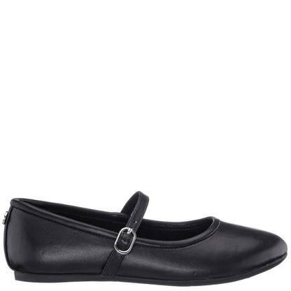 Girls Nicola Black Smooth Ballet Flats | Nina Shoes