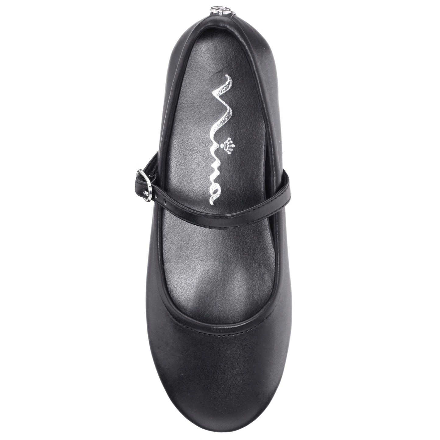 Girls Nicola Black Smooth Ballet Flats | Nina Shoes