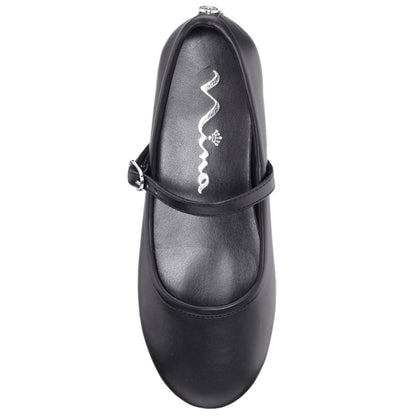 Girls Nicola Black Smooth Ballet Flats | Nina Shoes