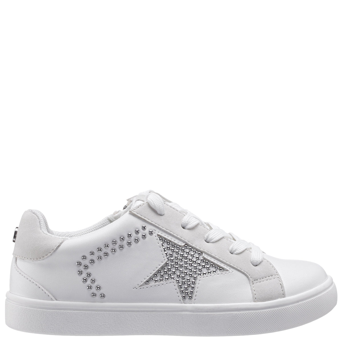 Girls Zicky White lace up star studded sneakers | Nina Shoes