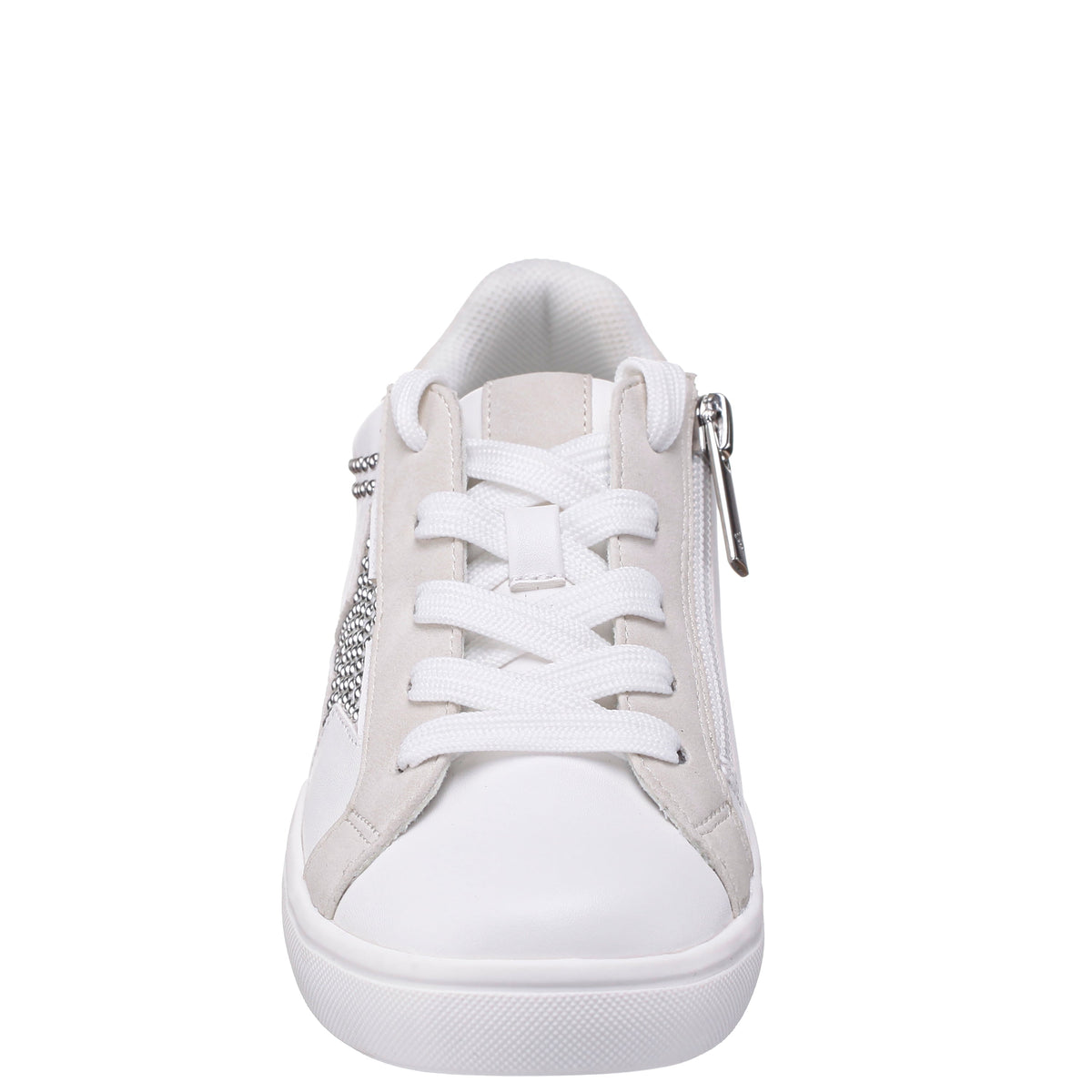 Girls Zicky White lace up star studded sneakers | Nina Shoes