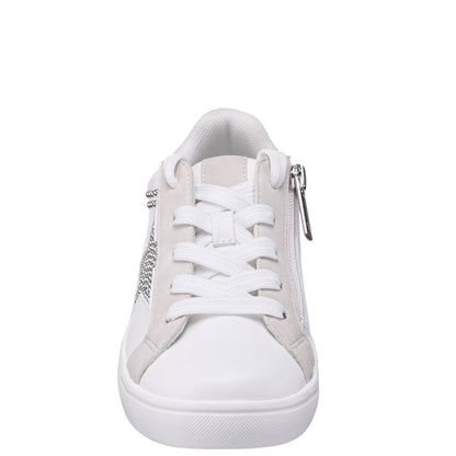 Girls Zicky White lace up star studded sneakers | Nina Shoes