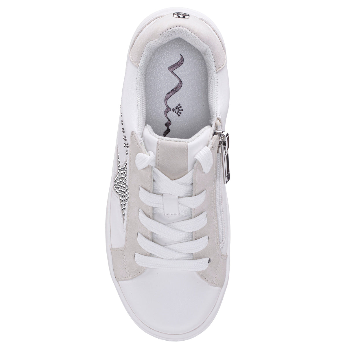 Girls Zicky White lace up star studded sneakers | Nina Shoes
