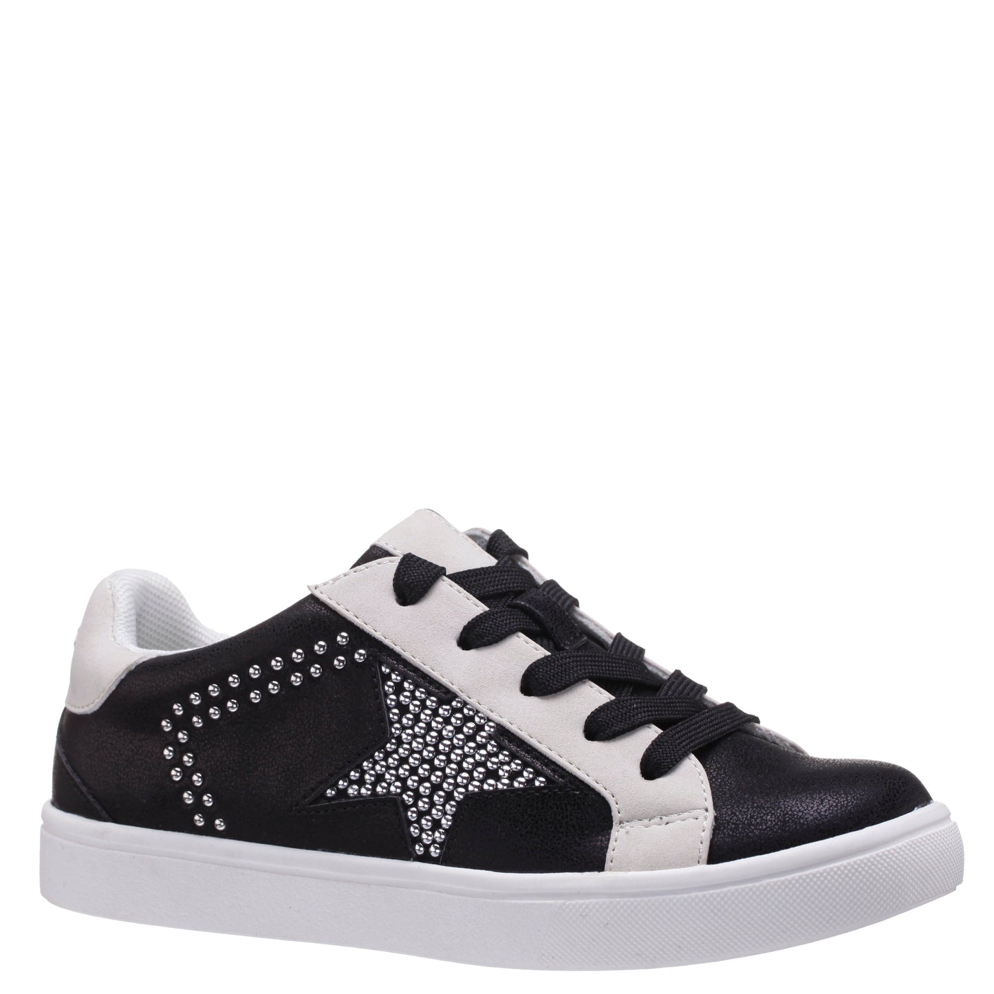 Girls Zicky black lace up star studded sneakers | Nina Shoes