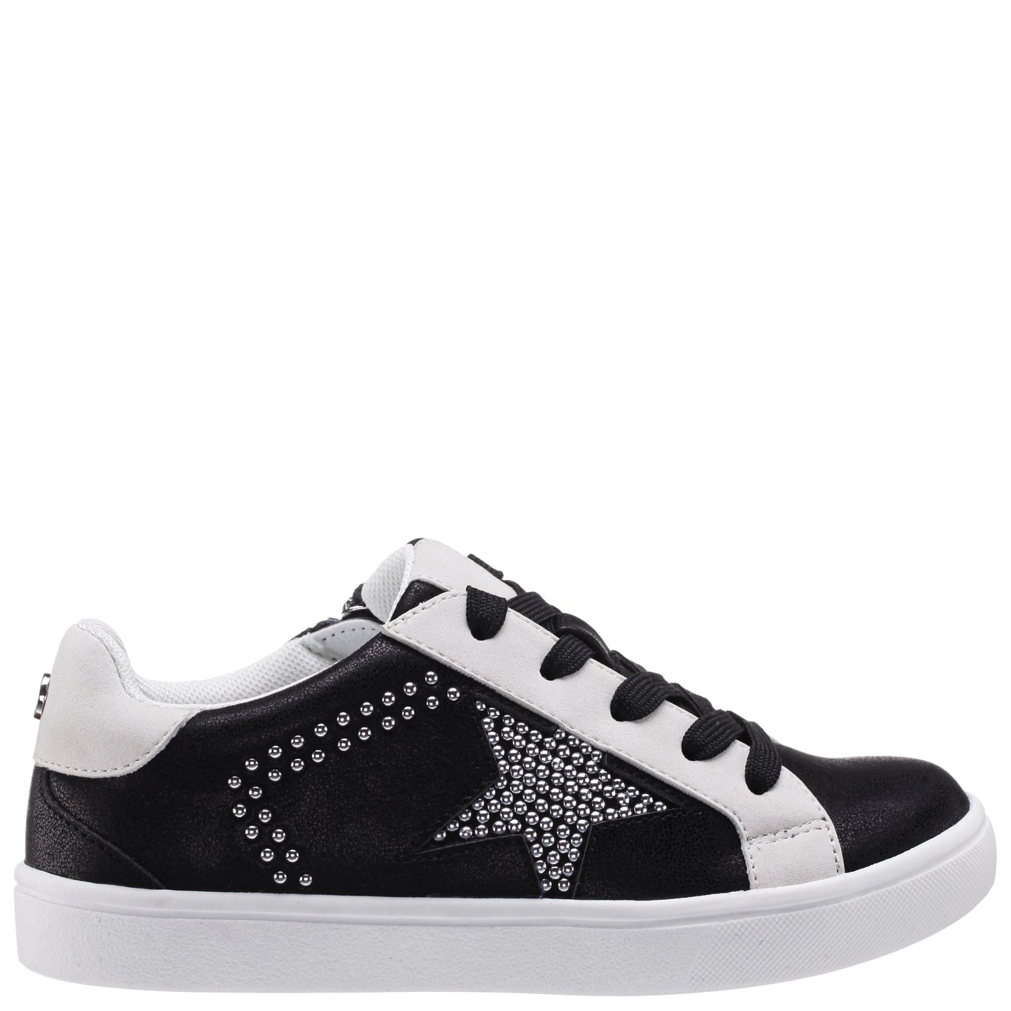 Girls Zicky black lace up star studded sneakers | Nina Shoes