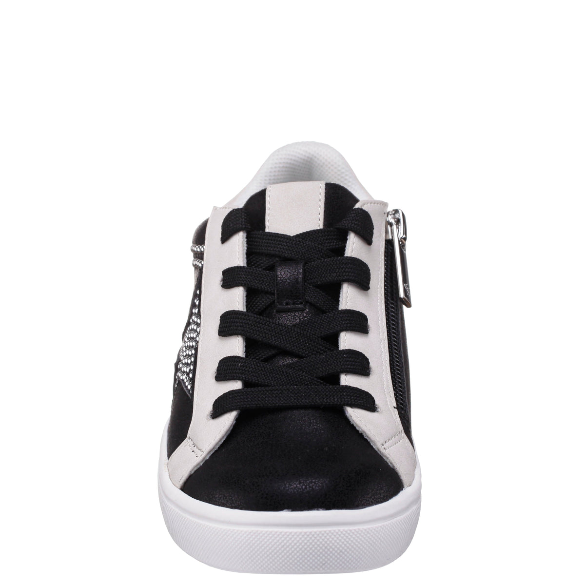 Girls Zicky black lace up star studded sneakers | Nina Shoes