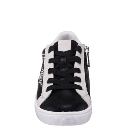 Girls Zicky black lace up star studded sneakers | Nina Shoes