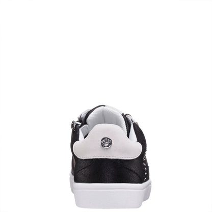 Girls Zicky black lace up star studded sneakers | Nina Shoes