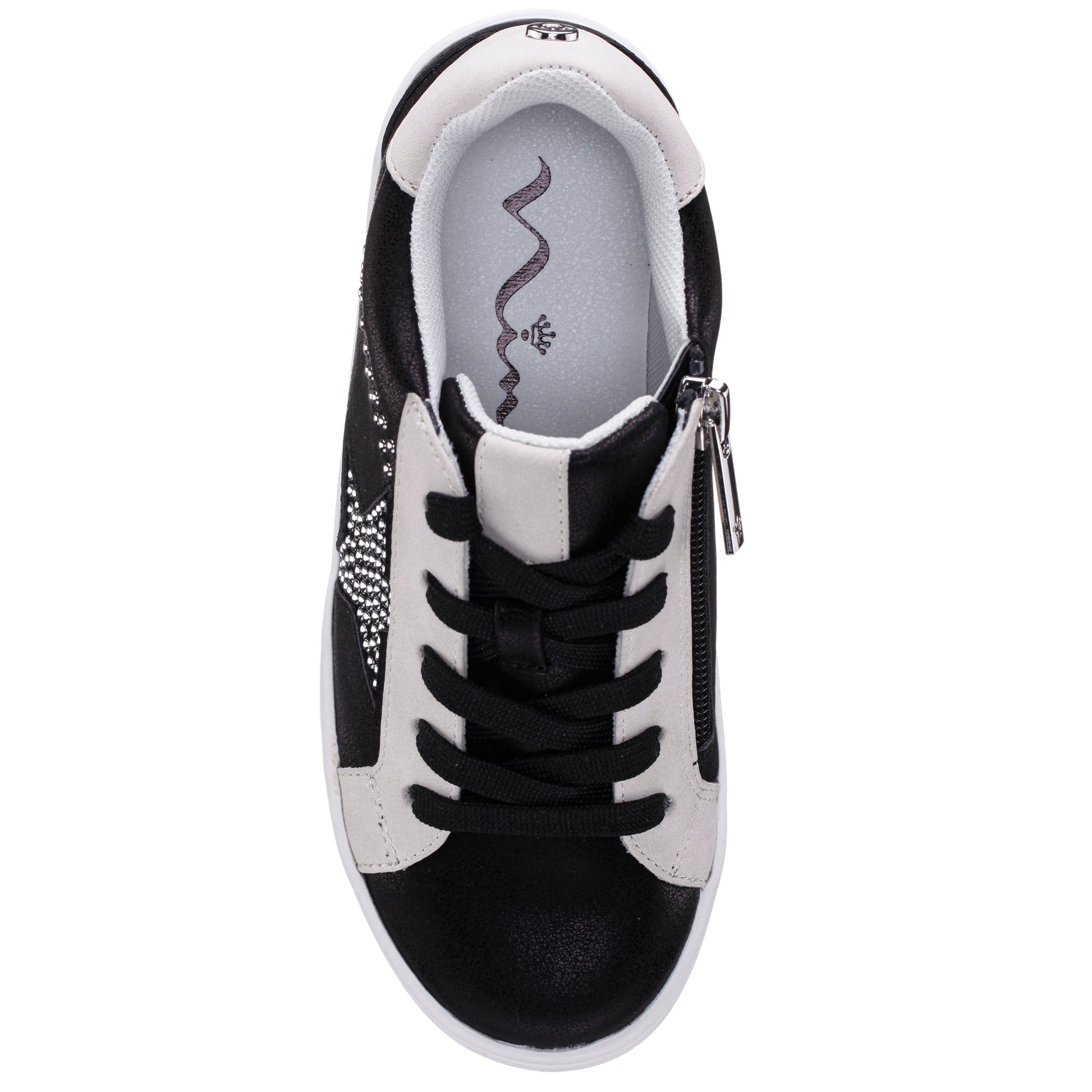 Girls Zicky black lace up star studded sneakers | Nina Shoes