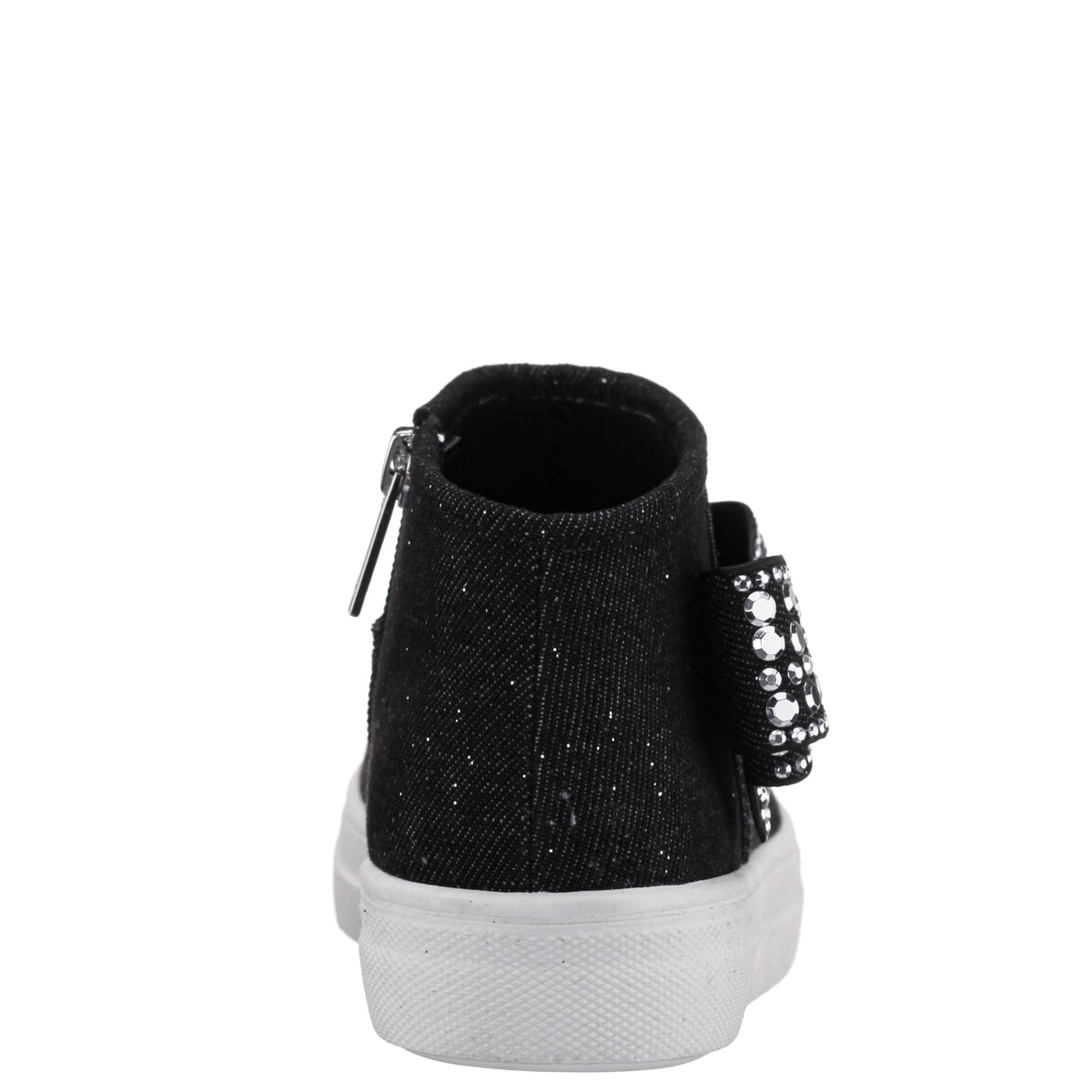 Girls Gwenny Black Denim Glitter High Top Zip Sneaker | Nina Shoes