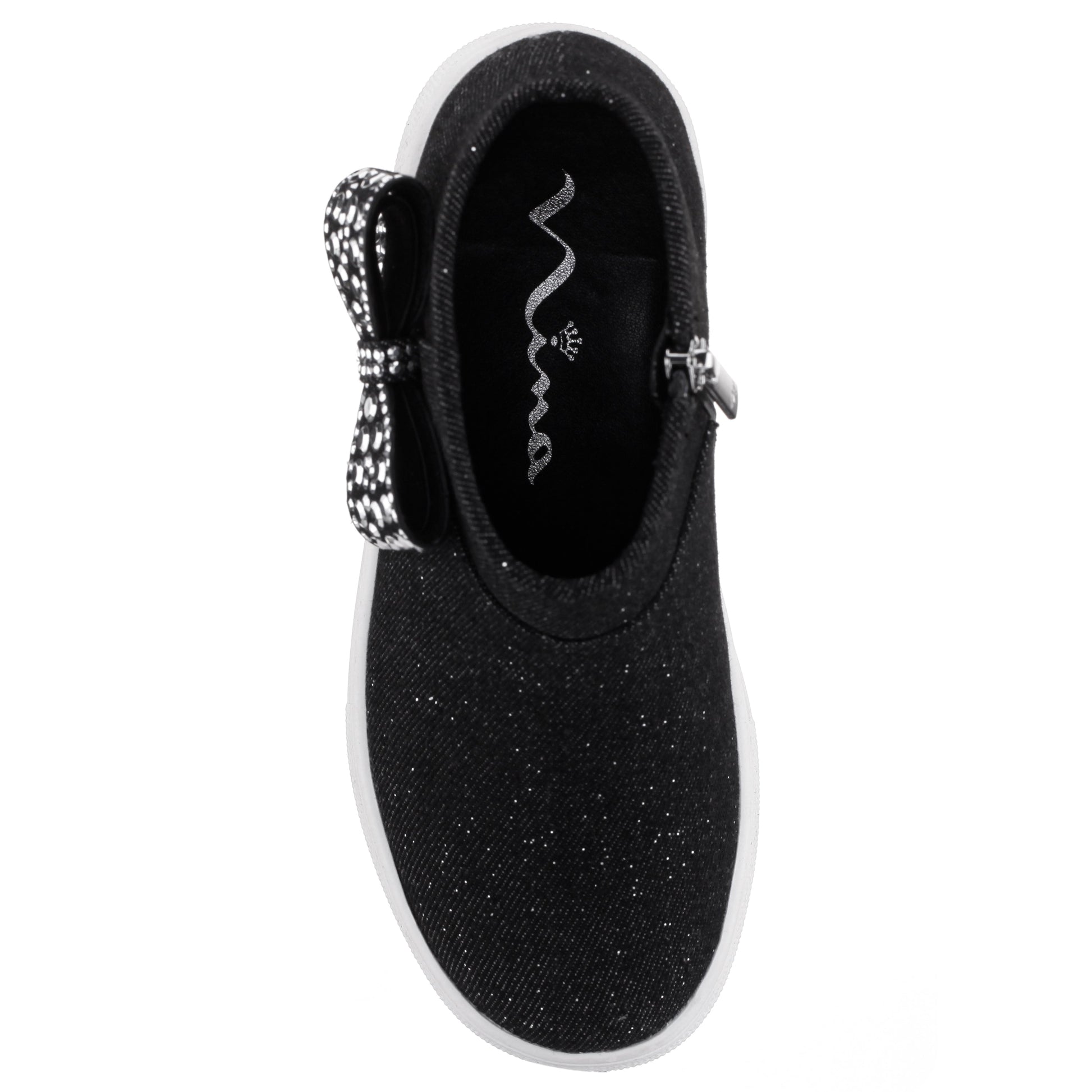 Girls Gwenny Black Denim Glitter High Top Zip Sneaker | Nina Shoes