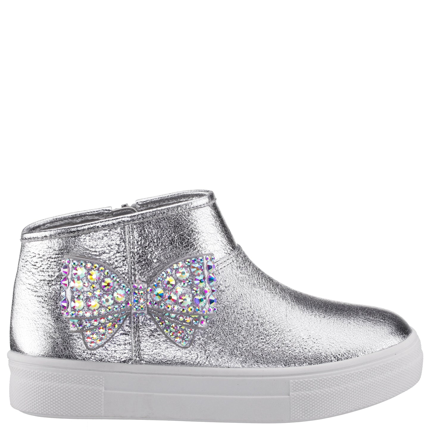 Girls Gwenny Silver Metallic High Top Zip Sneaker | Nina Shoes