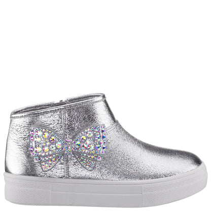 Girls Gwenny Silver Metallic High Top Zip Sneaker | Nina Shoes