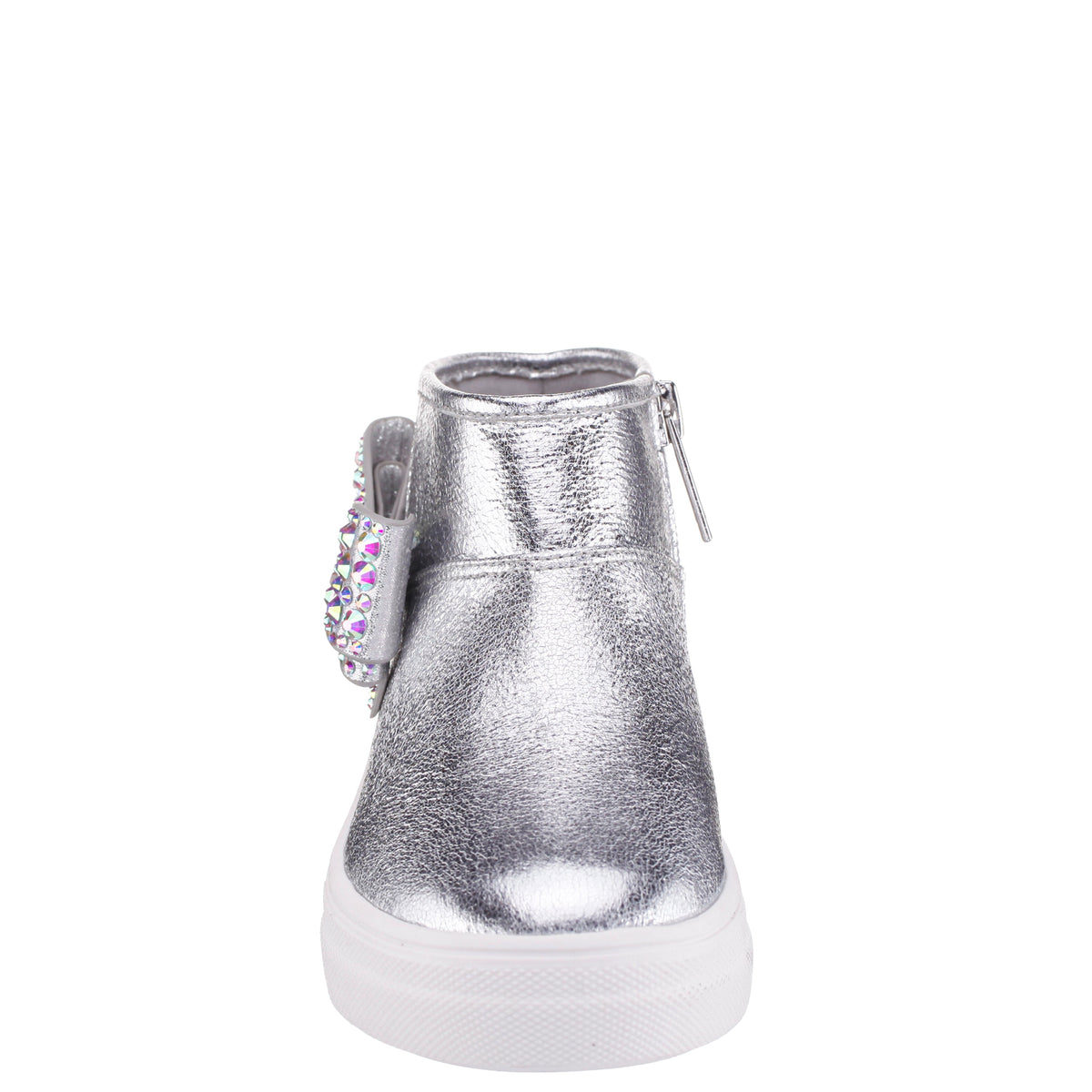 Girls Gwenny Silver Metallic High Top Zip Sneaker | Nina Shoes