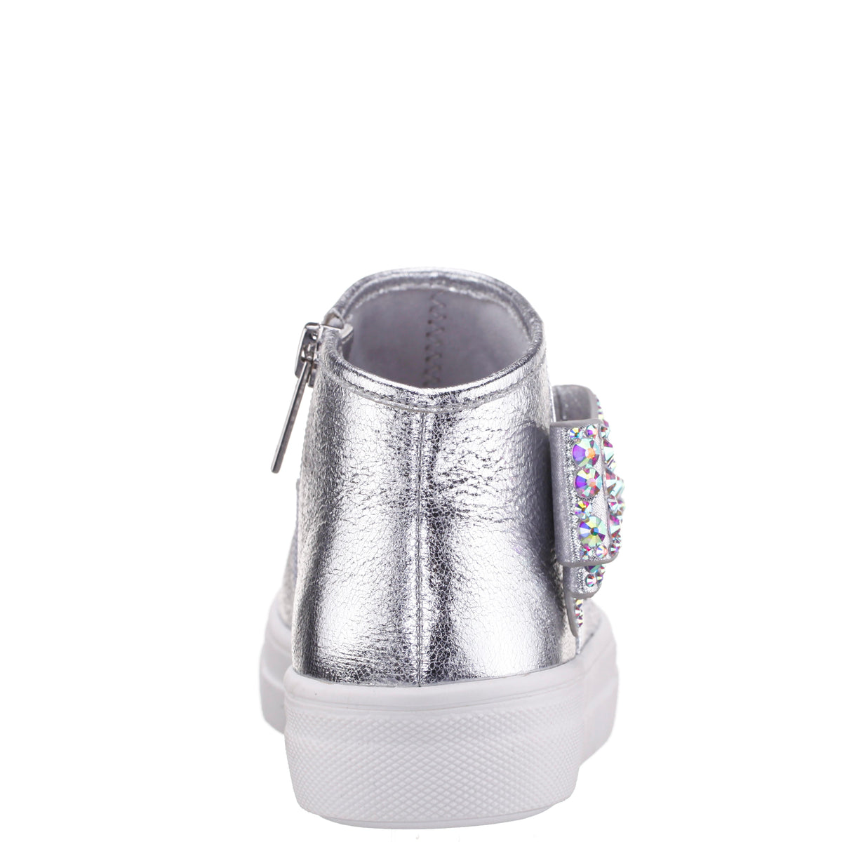 Girls Gwenny Silver Metallic High Top Zip Sneaker | Nina Shoes
