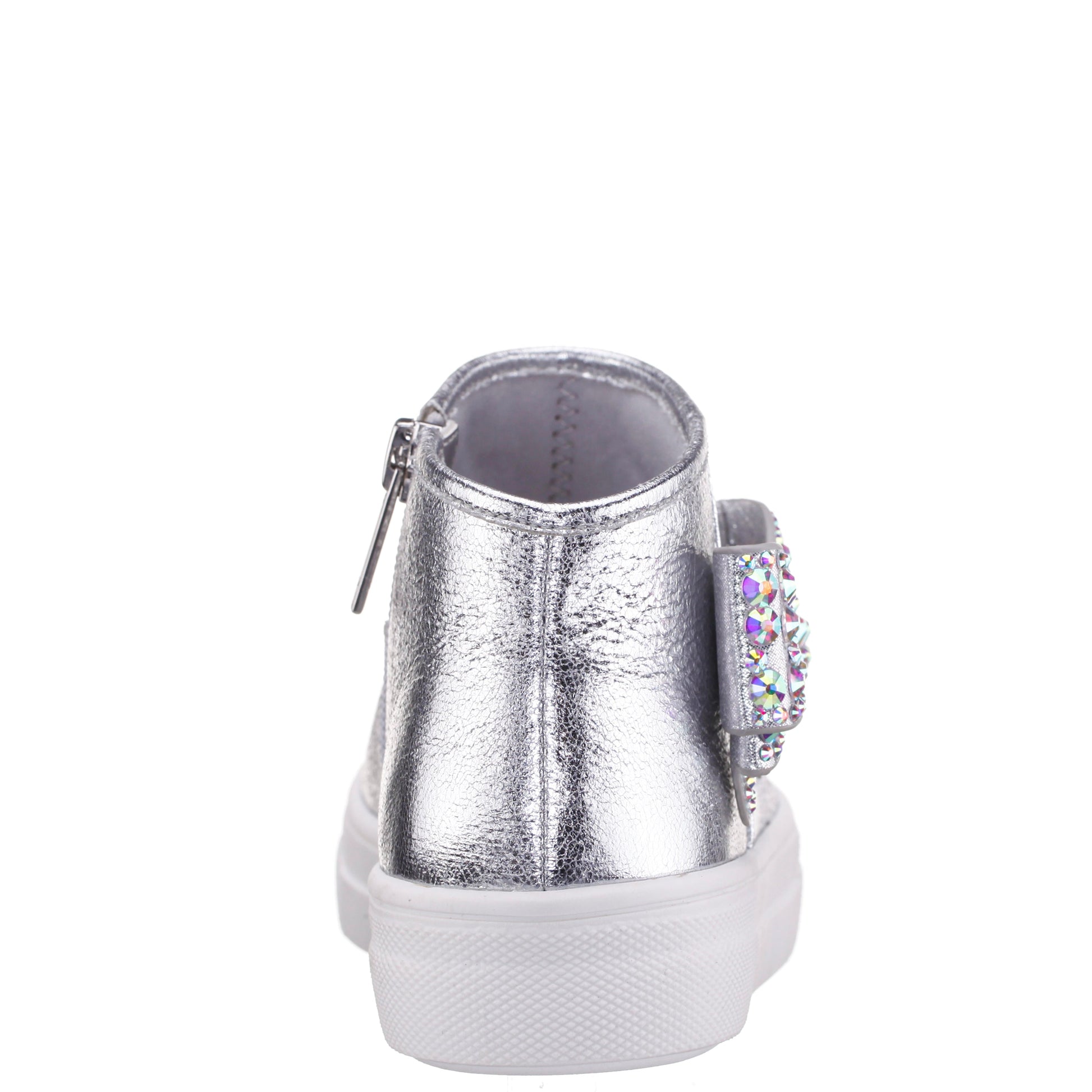 Girls Gwenny Silver Metallic High Top Zip Sneaker | Nina Shoes