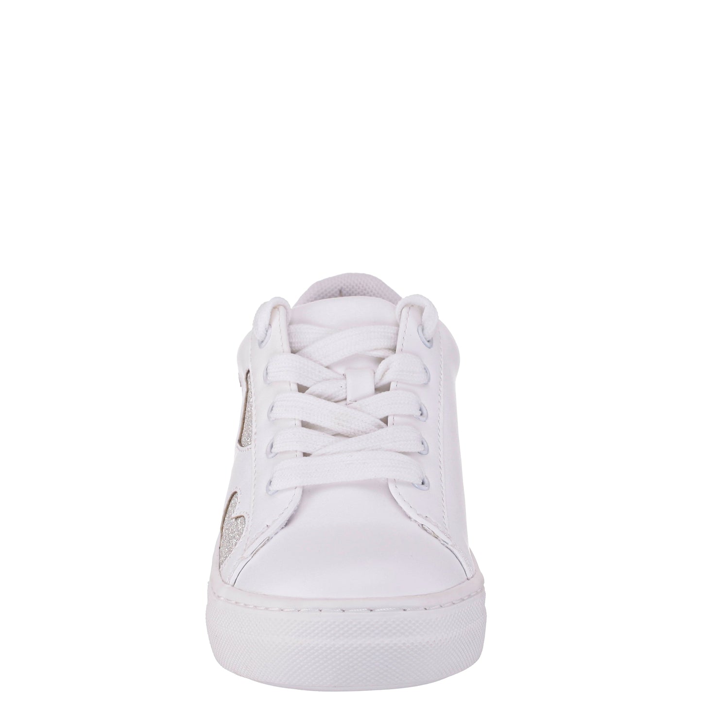 Girls Esti White lace up sneakers with hearts | Nina Shoes