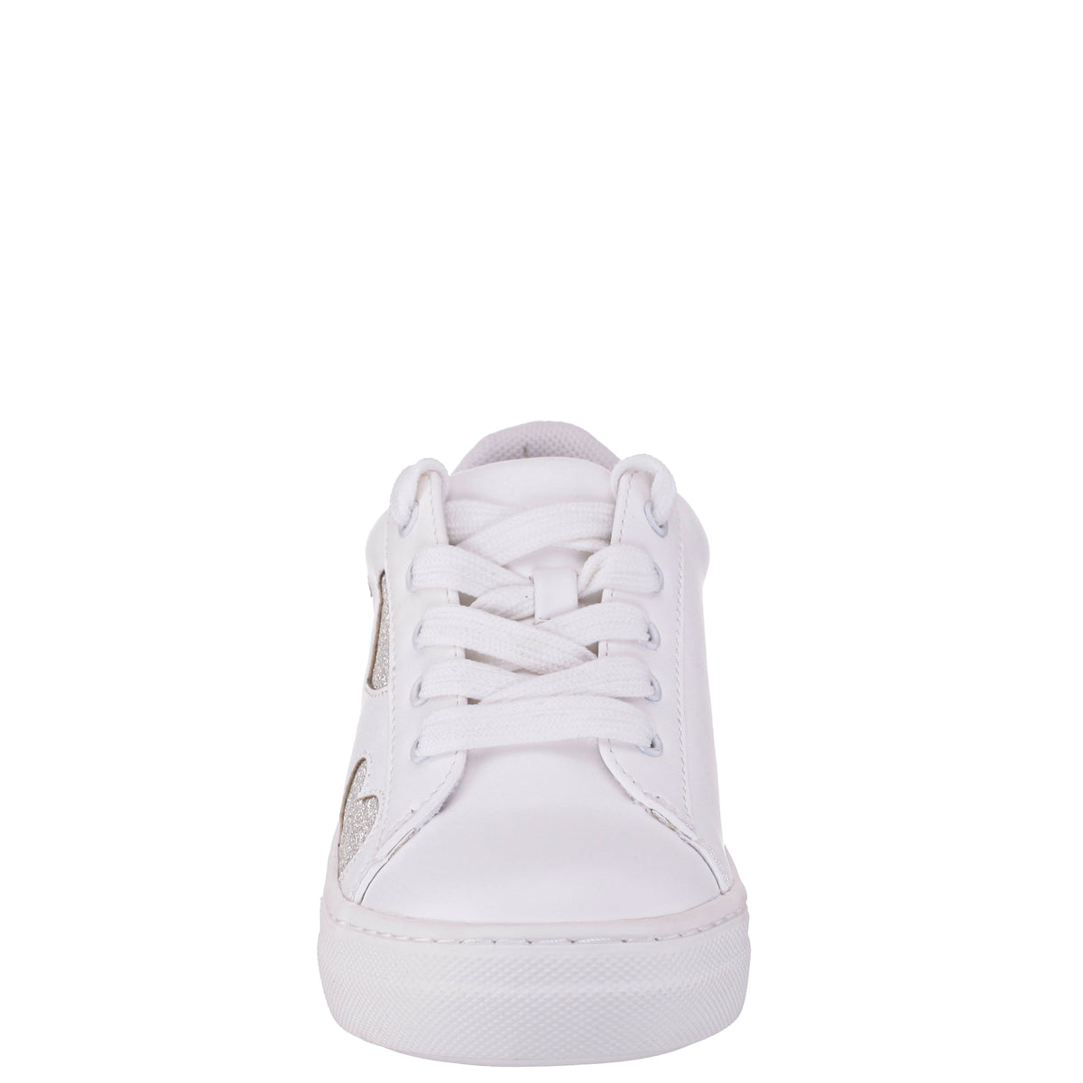 Girls Esti White lace up sneakers with hearts | Nina Shoes