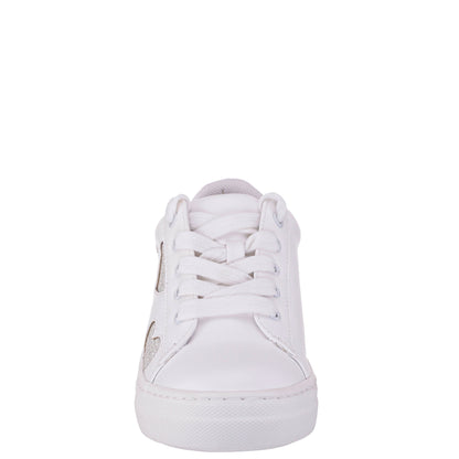 Girls Esti White lace up sneakers with hearts | Nina Shoes