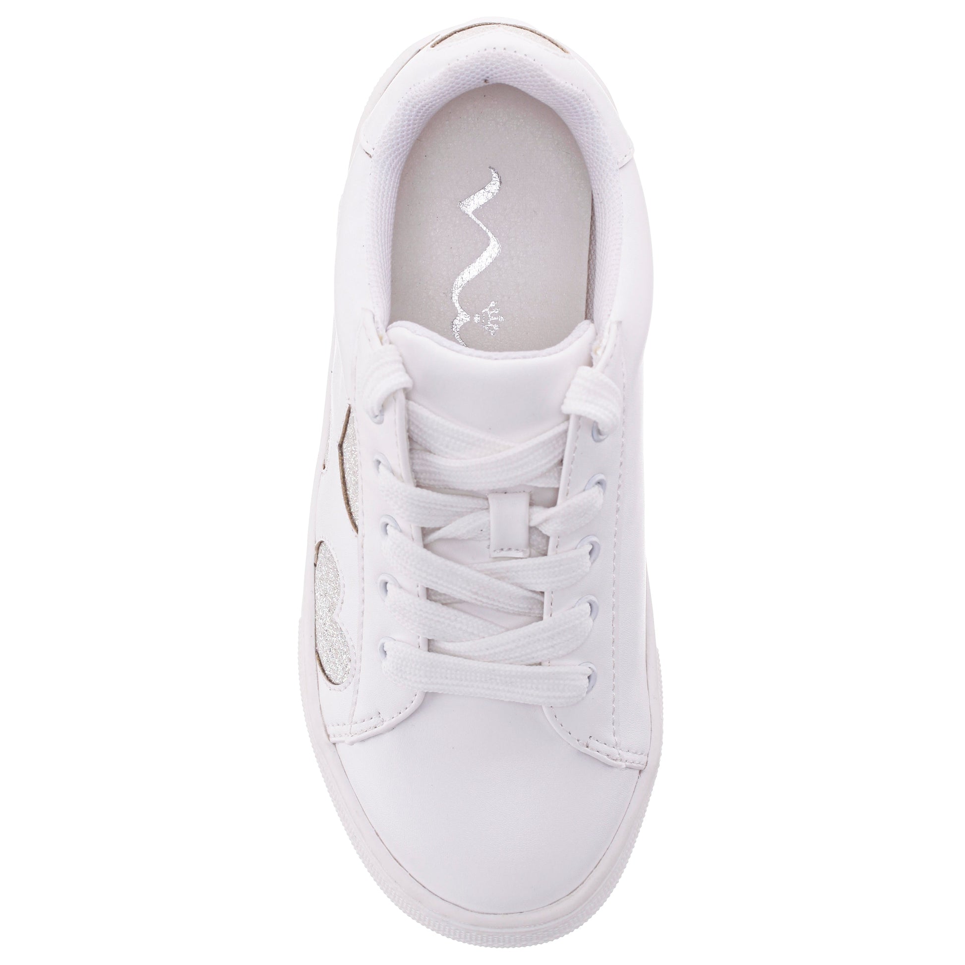 Girls Esti White lace up sneakers with hearts | Nina Shoes