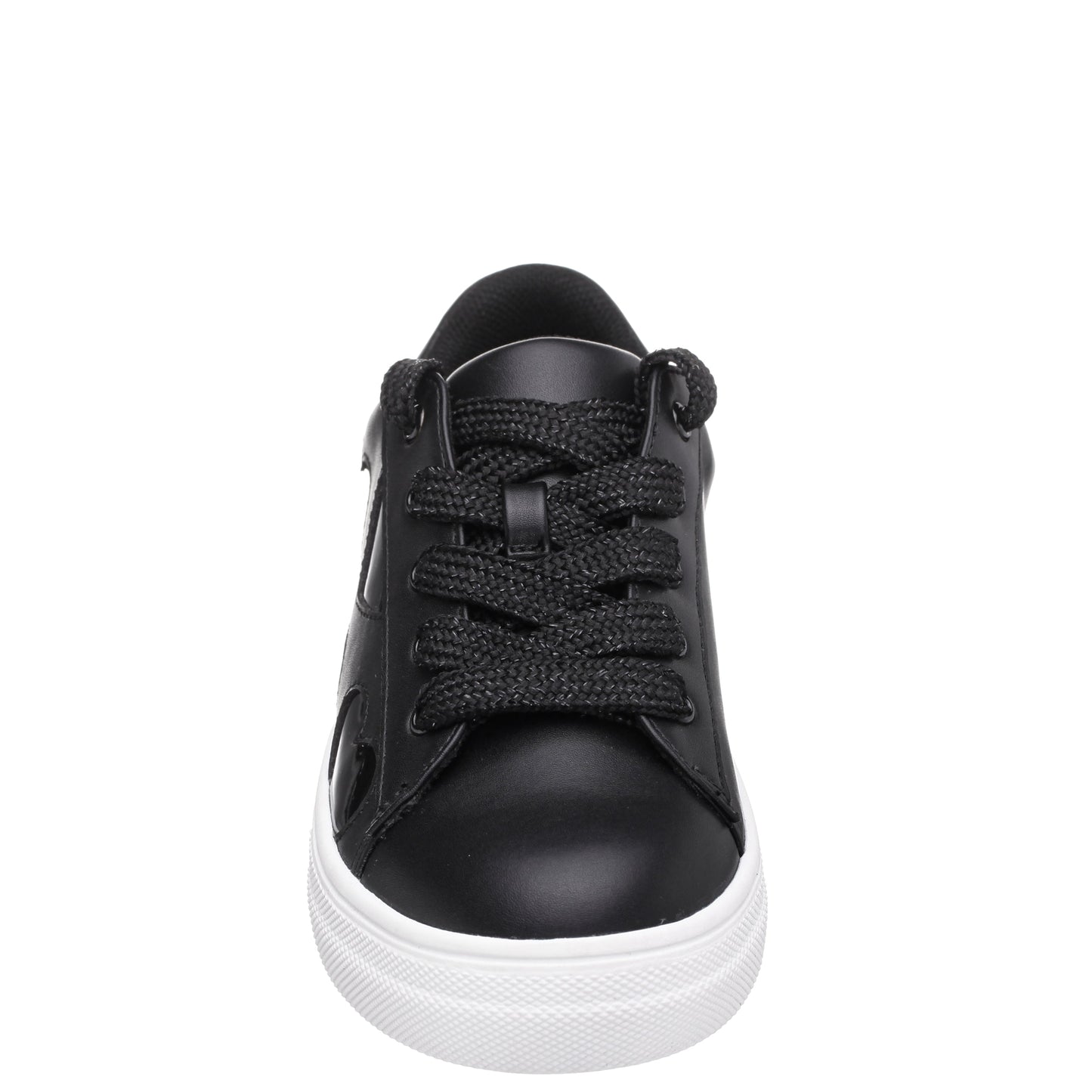 Girls Esti Black lace up sneakers with hearts | Nina Shoes