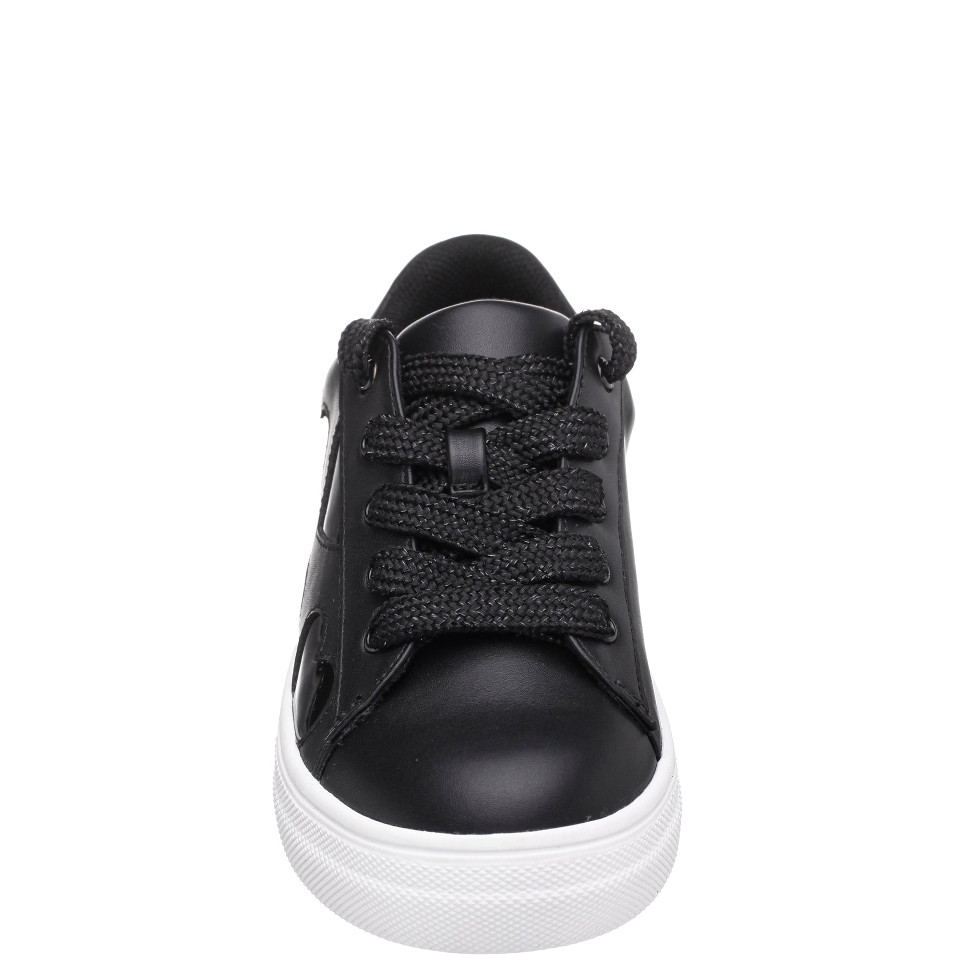 Girls Esti Black lace up sneakers with hearts | Nina Shoes