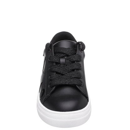 Girls Esti Black lace up sneakers with hearts | Nina Shoes