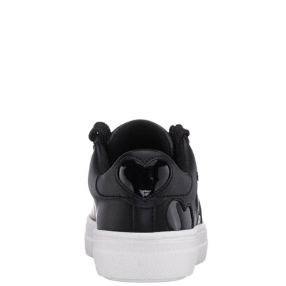 Girls Esti Black lace up sneakers with hearts | Nina Shoes