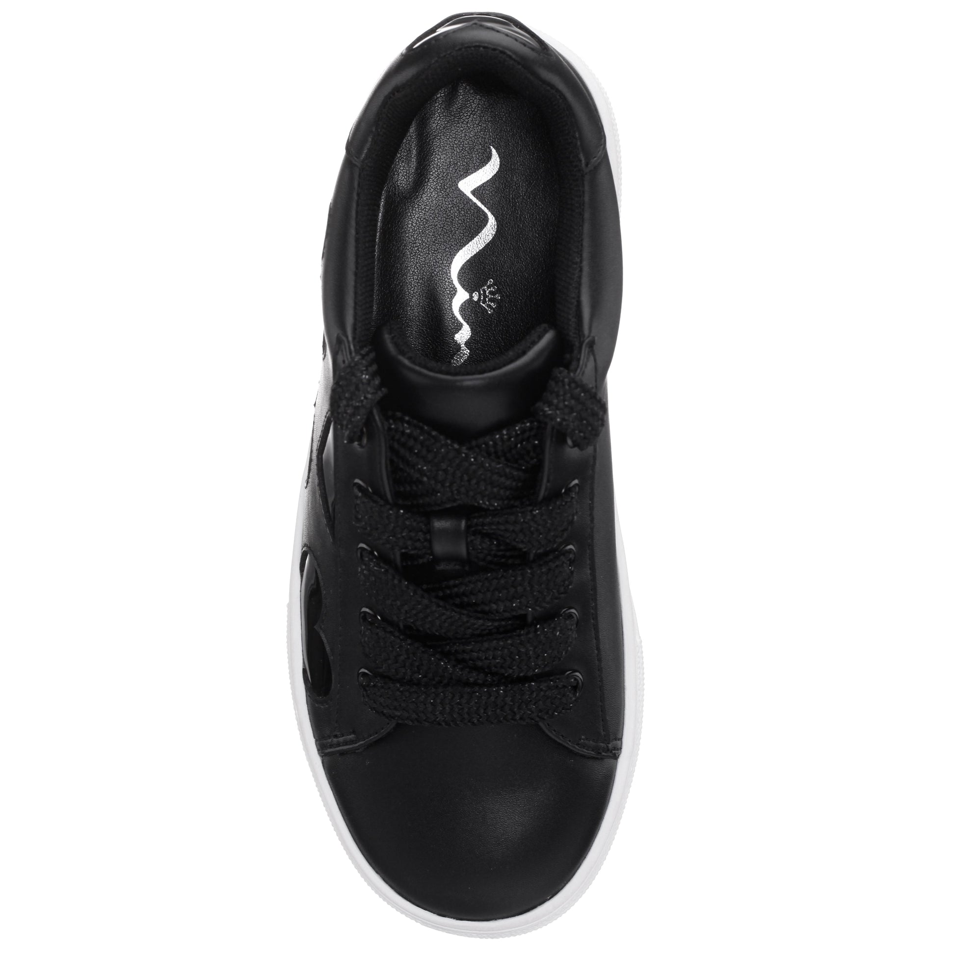 Girls Esti Black lace up sneakers with hearts | Nina Shoes