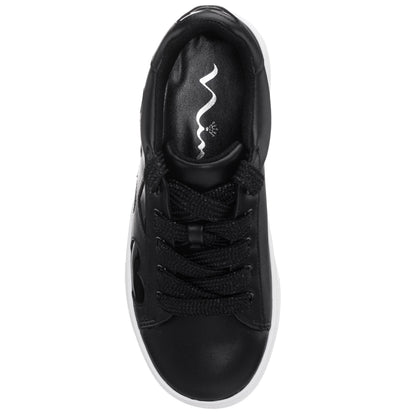 Girls Esti Black lace up sneakers with hearts | Nina Shoes