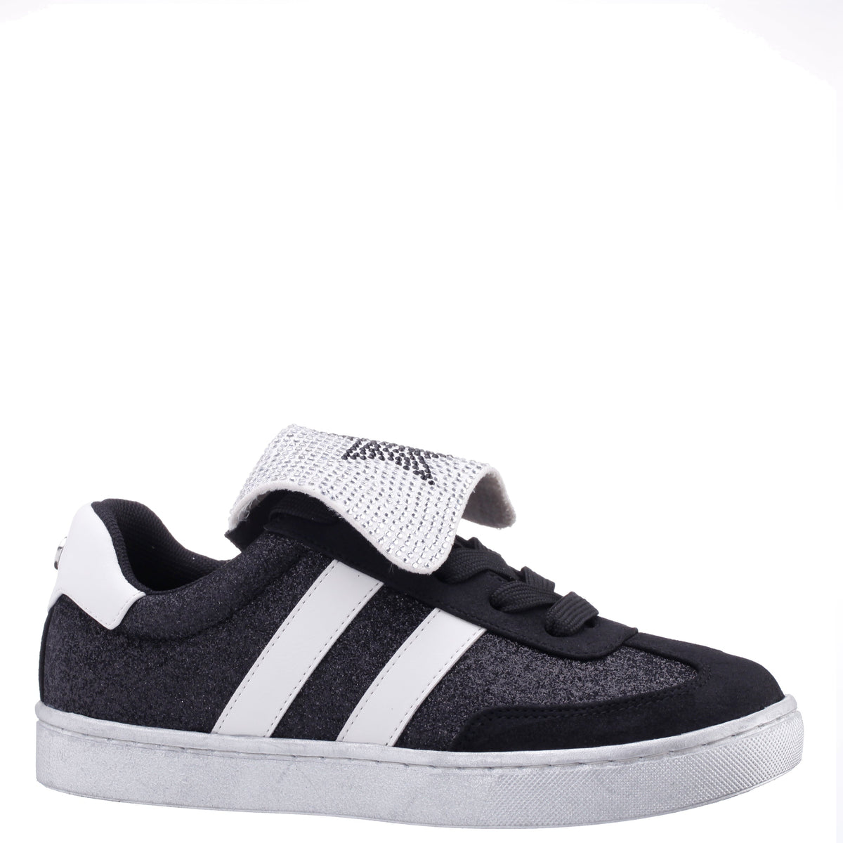 Girls Cruise Black Glitter Low Top Sneakers | Nina Shoes