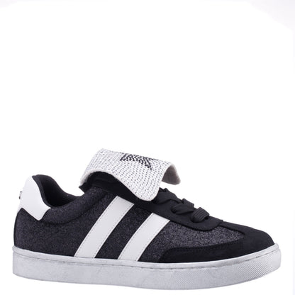 Girls Cruise Black Glitter Low Top Sneakers | Nina Shoes