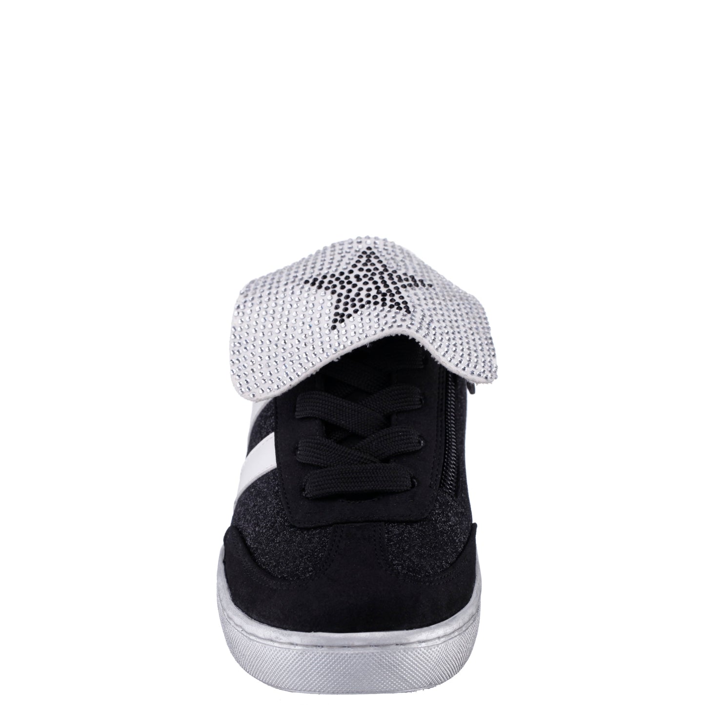 Girls Cruise Black Glitter Low Top Sneakers | Nina Shoes