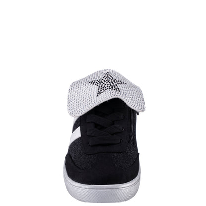 Girls Cruise Black Glitter Low Top Sneakers | Nina Shoes