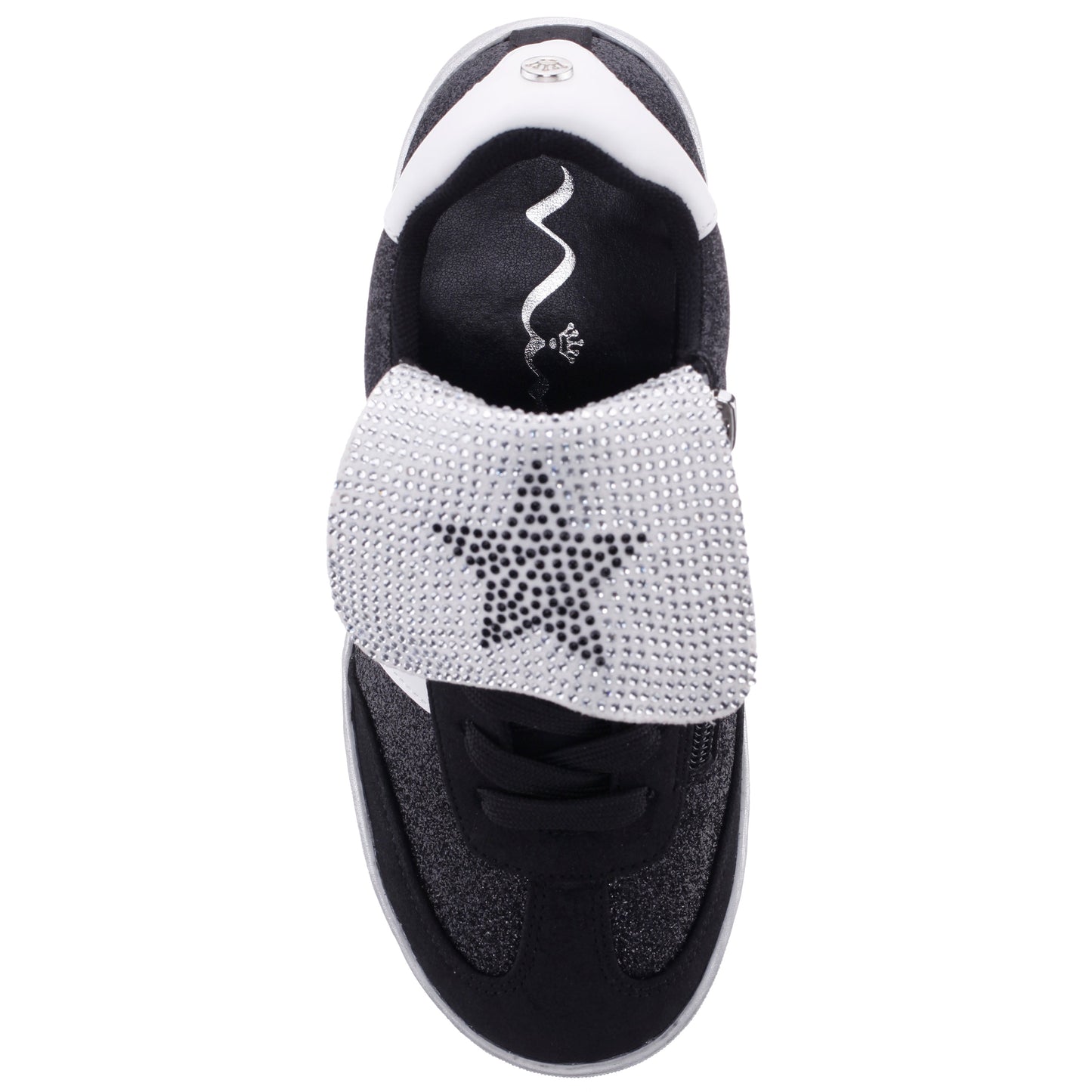 Girls Cruise Black Glitter Low Top Sneakers | Nina Shoes