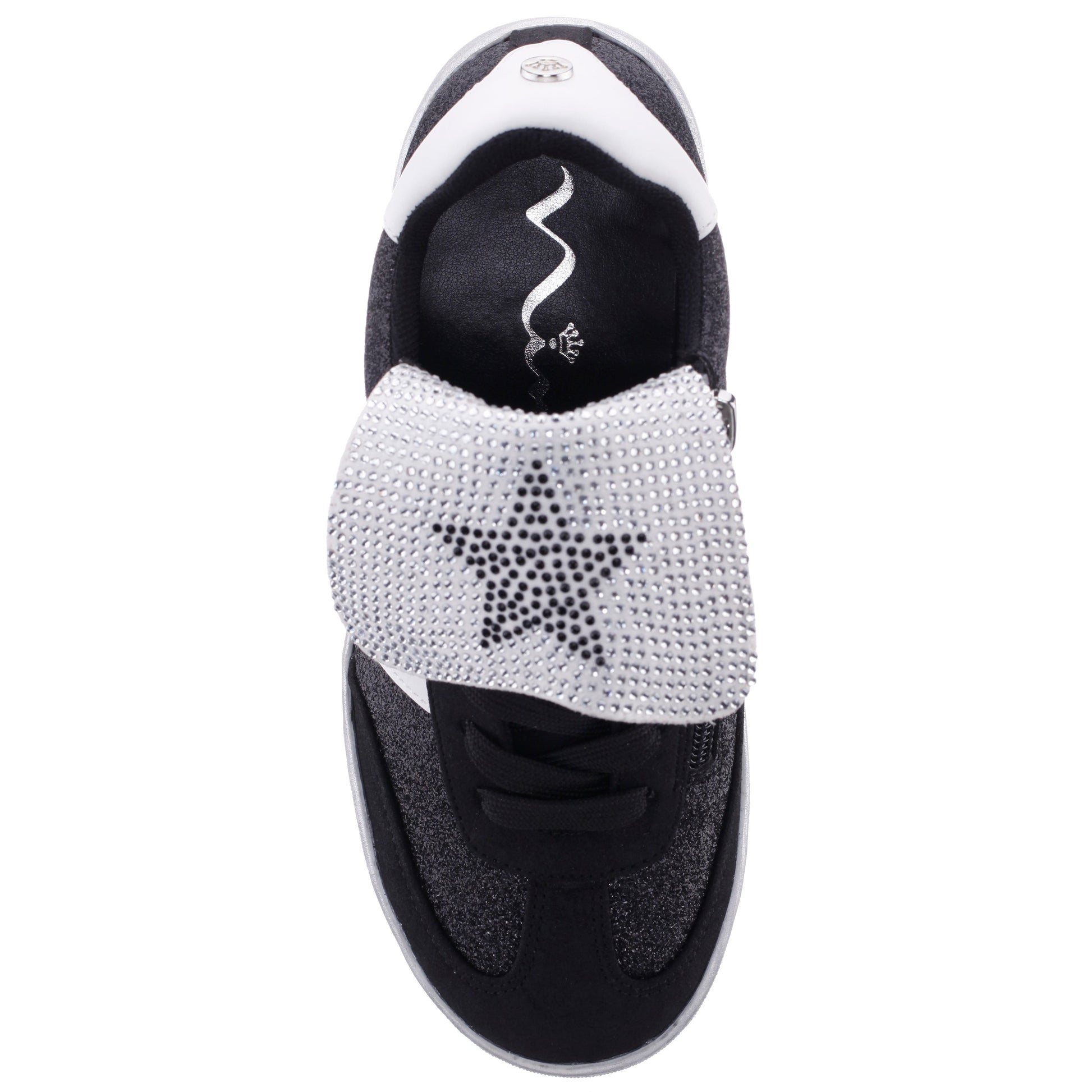 Girls Cruise Black Glitter Low Top Sneakers | Nina Shoes