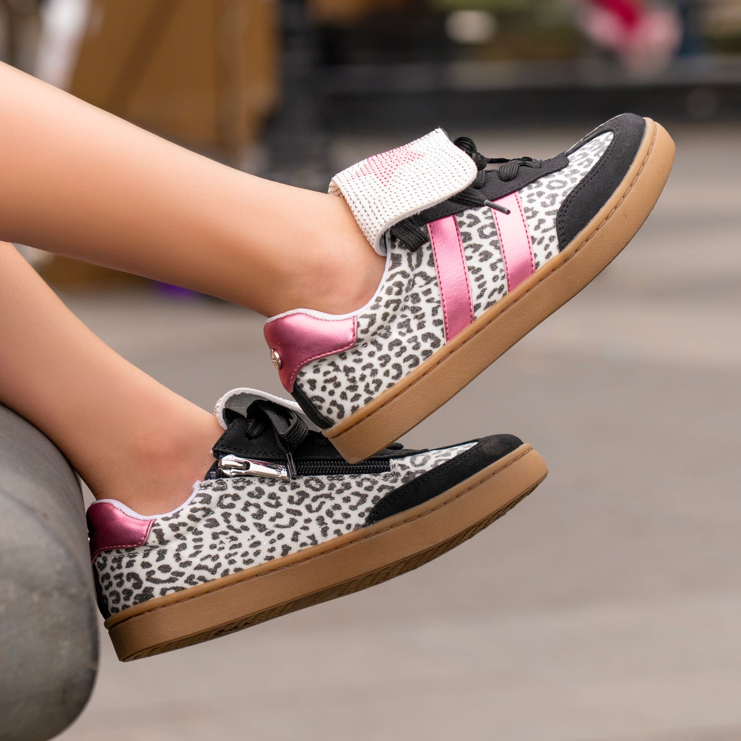 Girls Cruise Leopard Glitter Low Top Sneakers | Nina Shoes