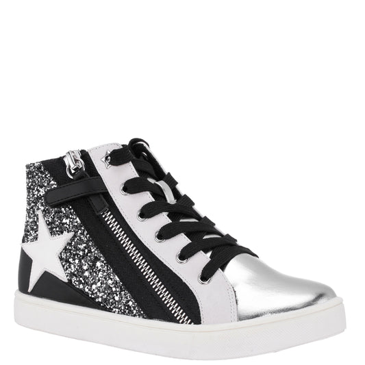 Girls Yuti Black Glitter High Top Sneakers | Nina Shoes