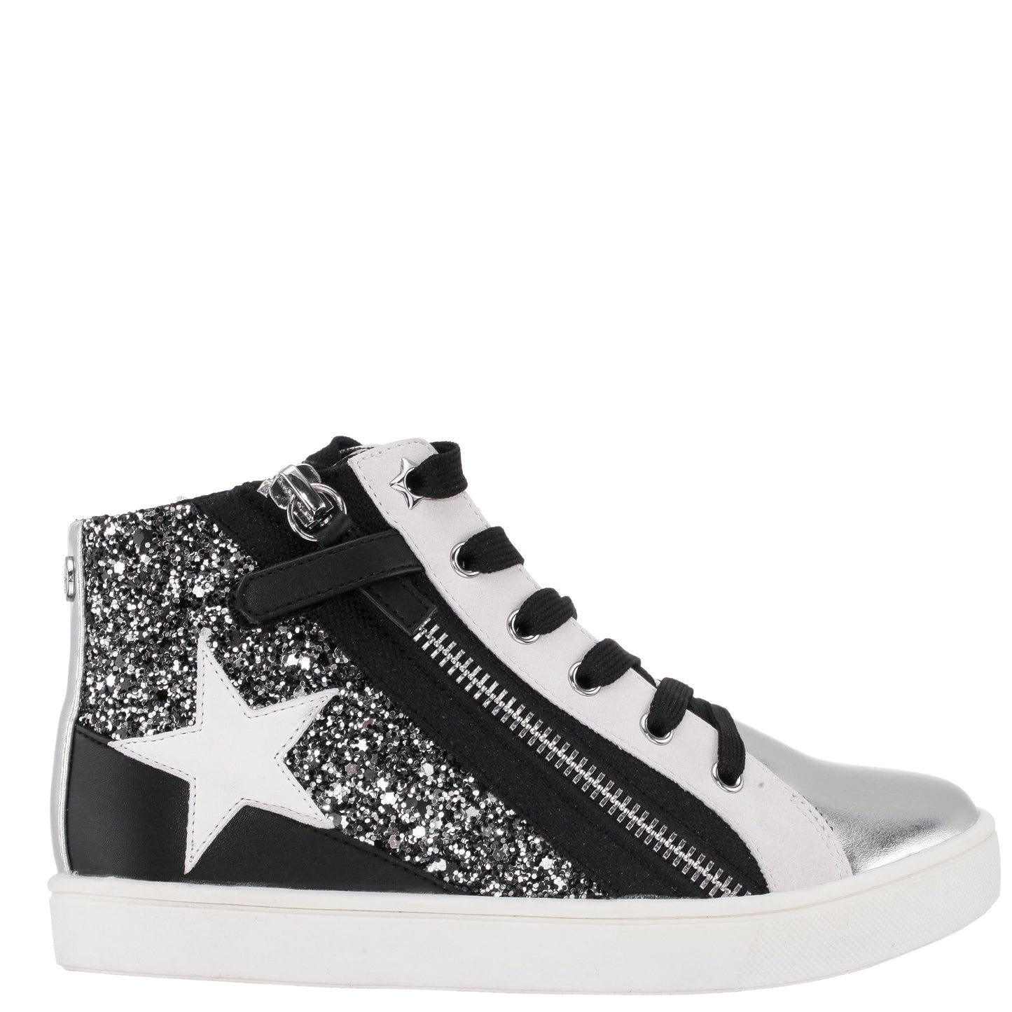 Girls Yuti Black Glitter High Top Sneakers | Nina Shoes