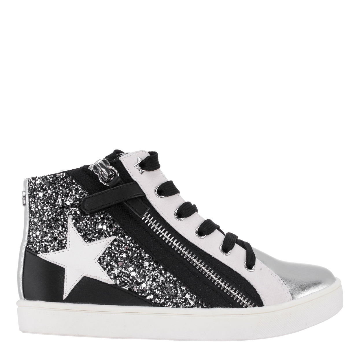 Girls Yuti Black Glitter High Top Sneakers | Nina Shoes