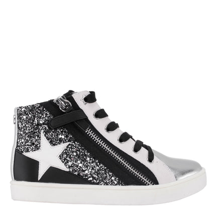 Girls Yuti Black Glitter High Top Sneakers | Nina Shoes