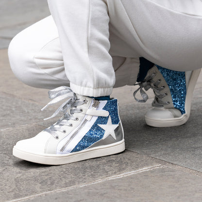 Girls Yuti Black Glitter High Top Sneakers | Nina Shoes